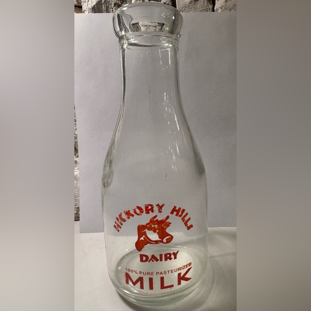 Vintage Hickory Hills Dairy Glass Milk Bottle
